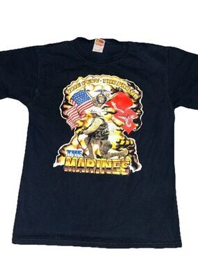 USMC - Vtg The Few The Proud The Marines Black T-shirt, Mens Adult Medium